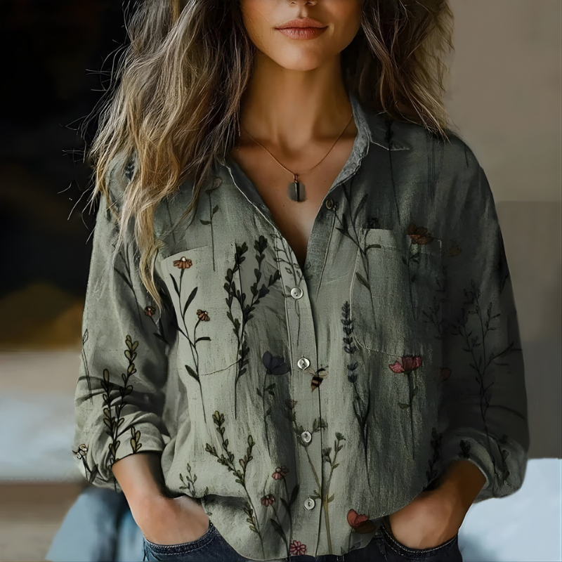 Natalie Printed Vintage Blouse