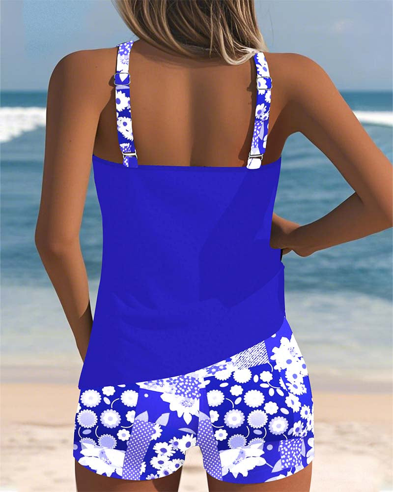 Martha Printed Tank & Boxer Swimsuit Set