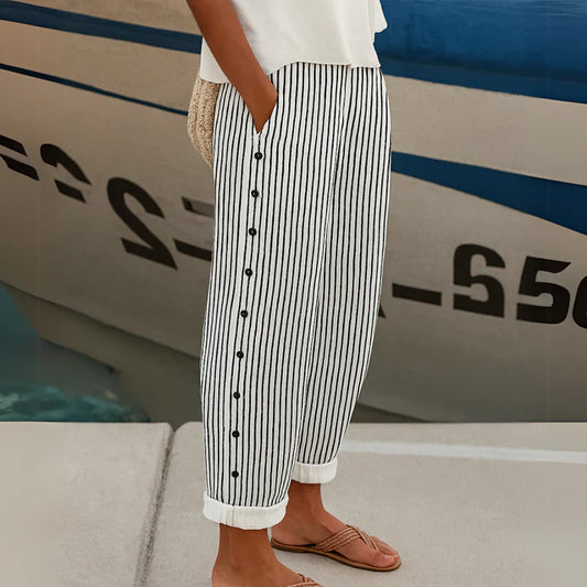 Alma Seabreeze Stripe Button Trousers