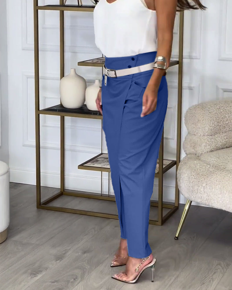 Katerina Patchwork Pants with Belt