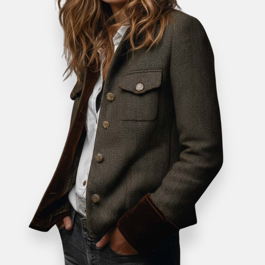 Nova Velvet Detail Tweed Jacket