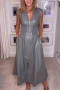 Lorelei Elegant Faux Leather Midi Dress