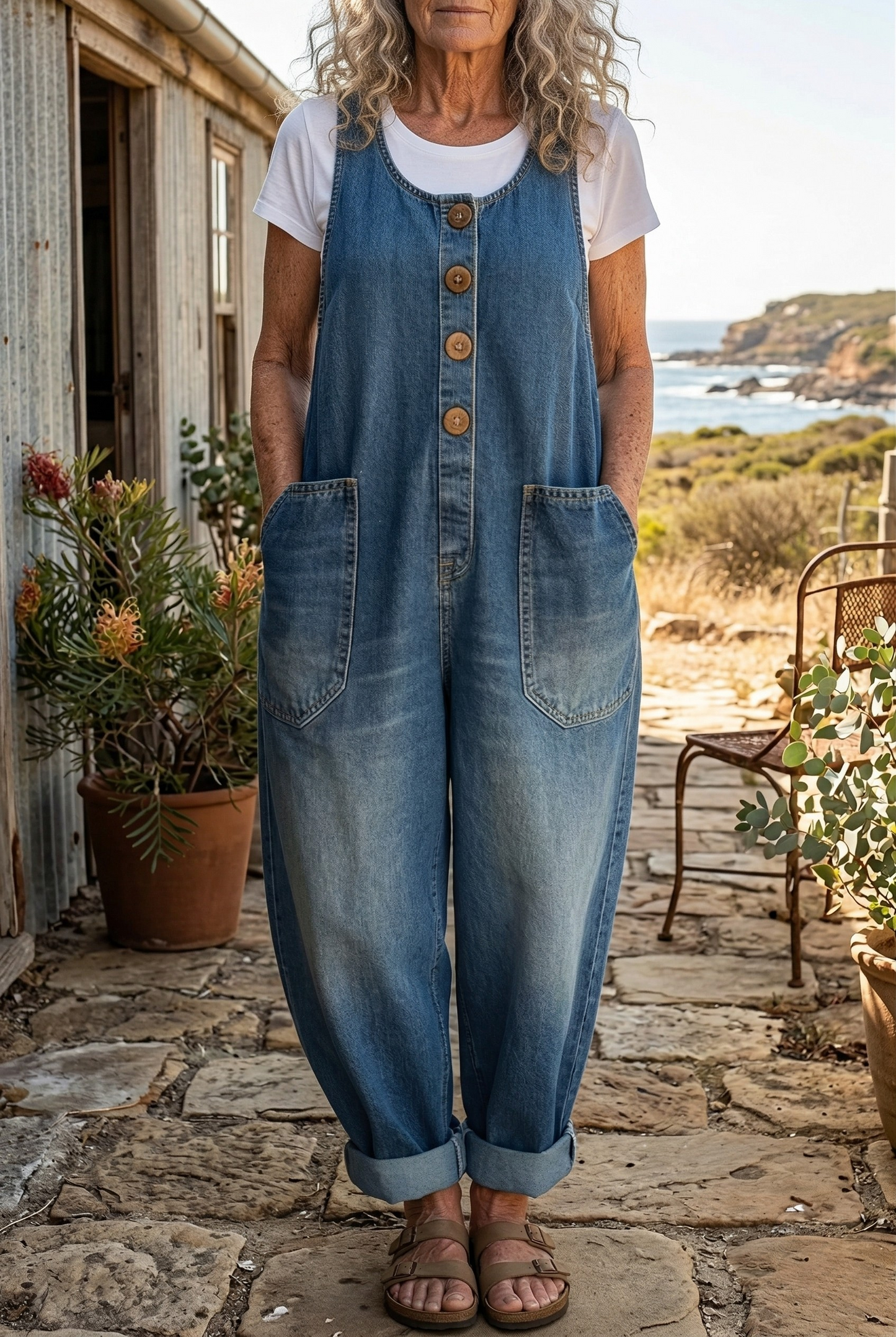 Lettie Vintage Washed Denim Dungaree
