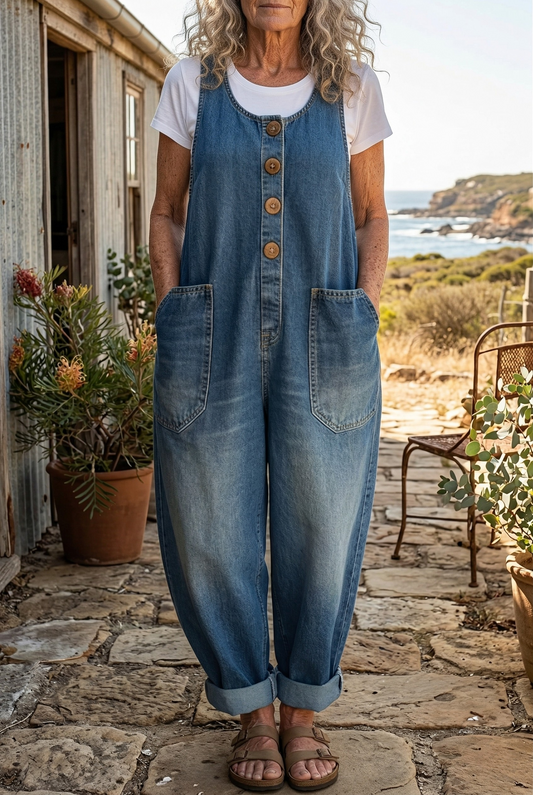Lettie Vintage Washed Denim Dungaree