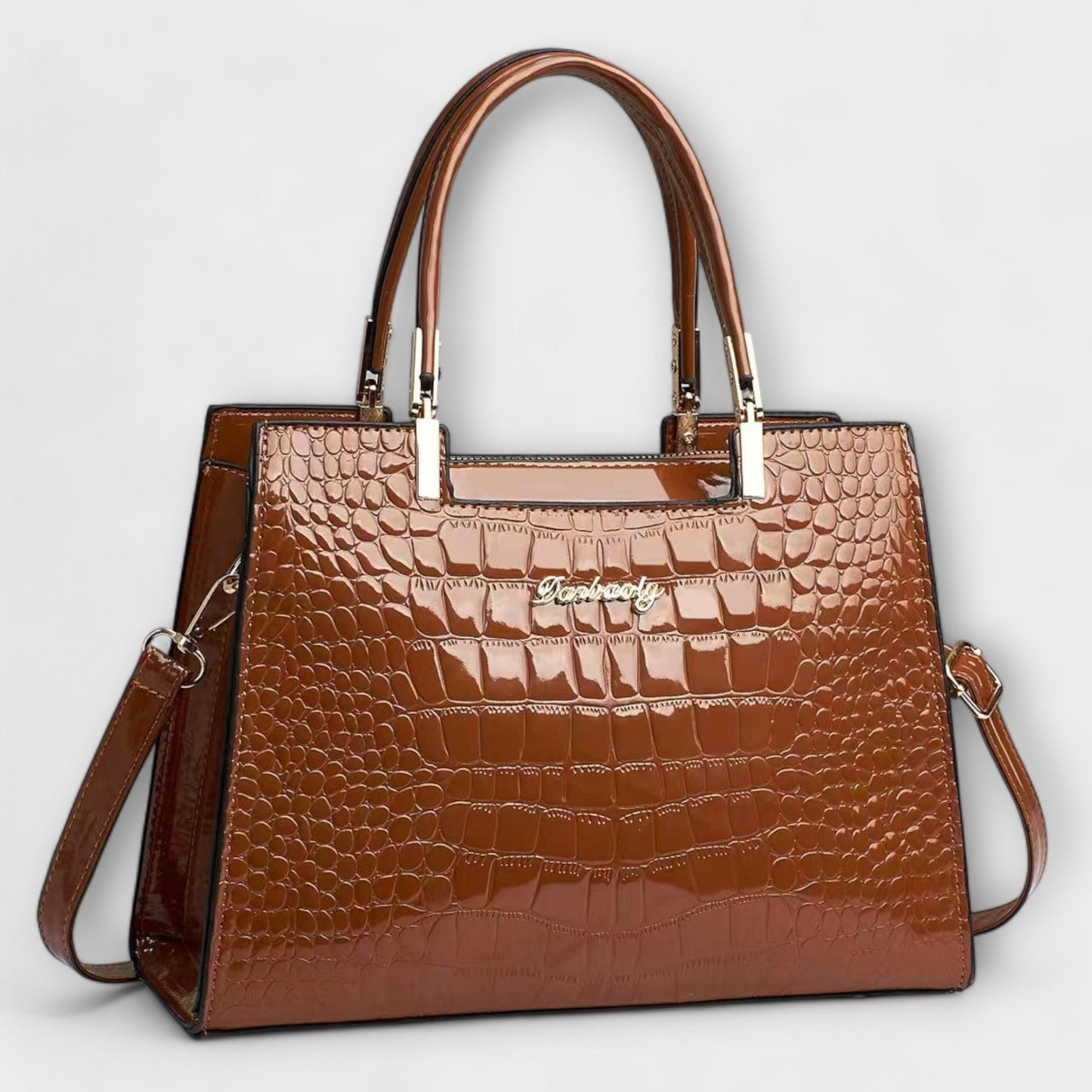 Brielle Glossy Crocodile Patterned Handbag