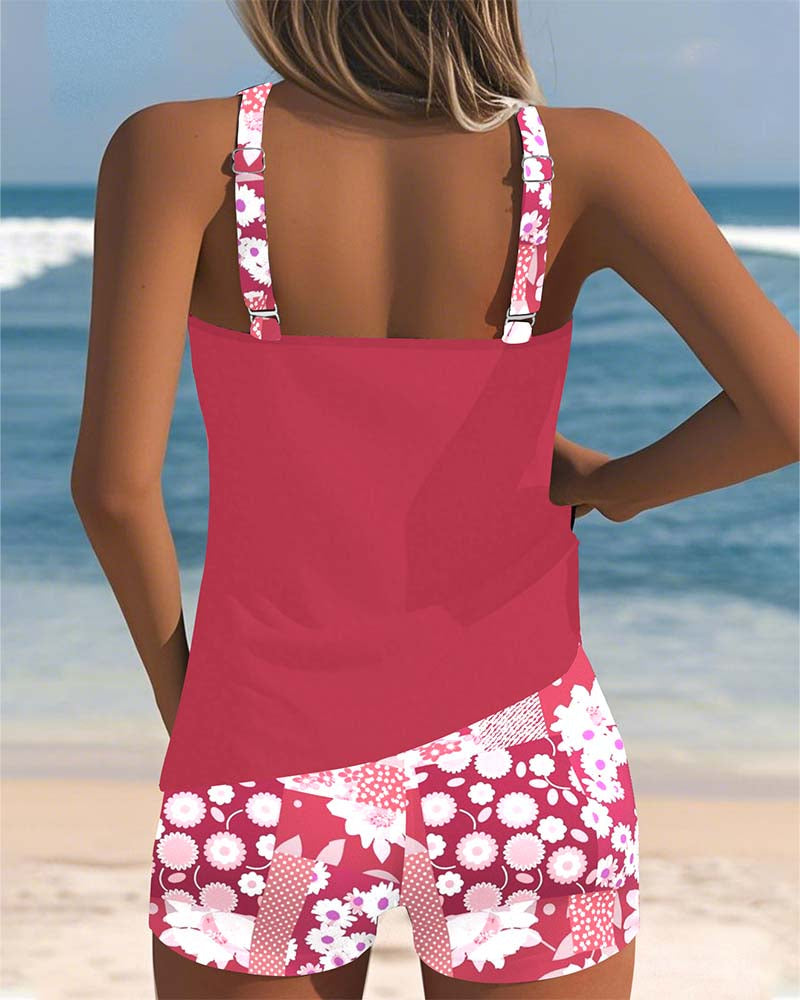 Martha Printed Tank & Boxer Swimsuit Set