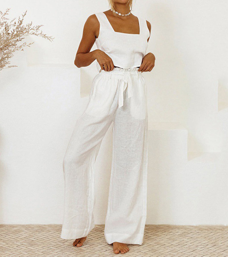 Wiola Minimalist Top And Wide-Leg Pants Set
