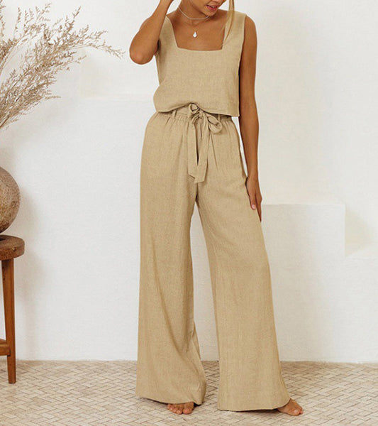 Wiola Minimalist Top And Wide-Leg Pants Set