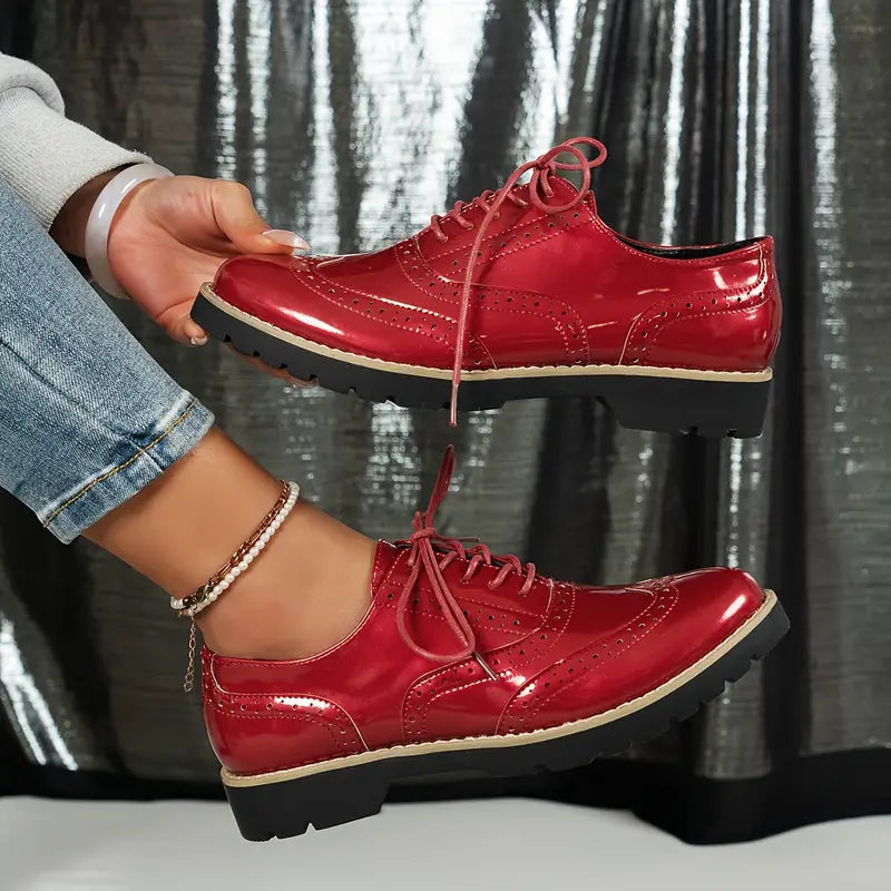 Teddy Glossy Brogue Orthopaedic Shoes