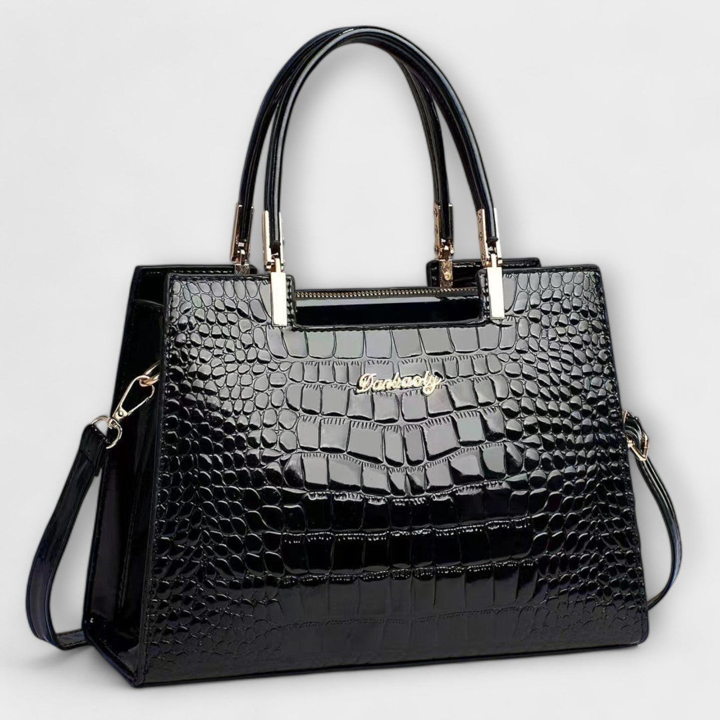 Brielle Glossy Crocodile Patterned Handbag