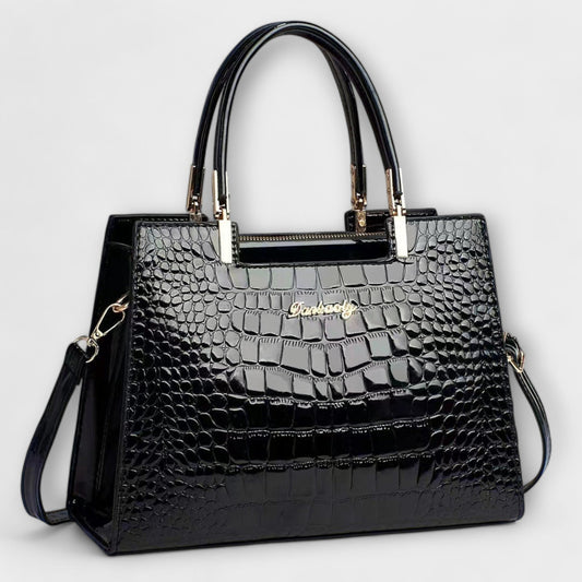 Brielle Glossy Crocodile Patterned Handbag