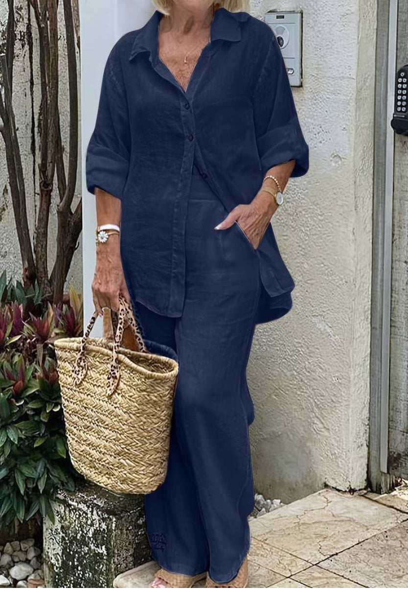 Amethyst Relaxed Shirt & Trousers Two-Piece Set