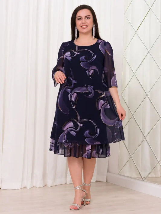 Emma Midnight Swirl Chiffon Dress