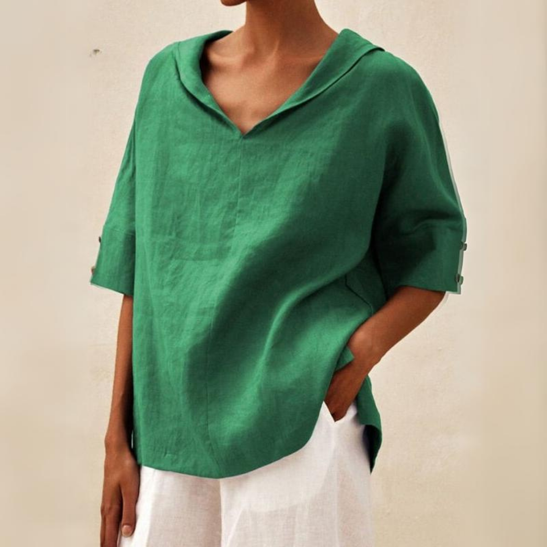 Valerie Women's V-Neck Casual Linen Shirt