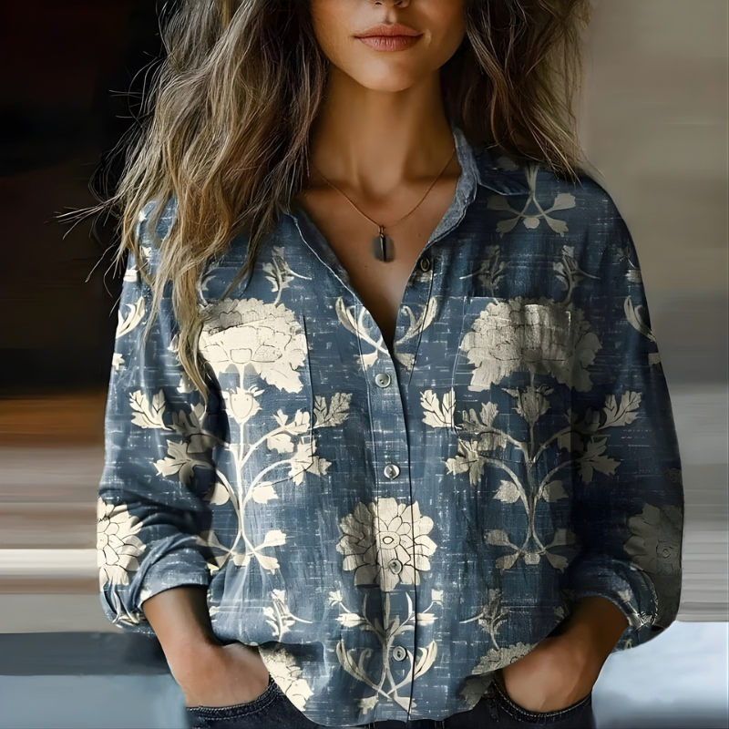 Natalie Printed Vintage Blouse