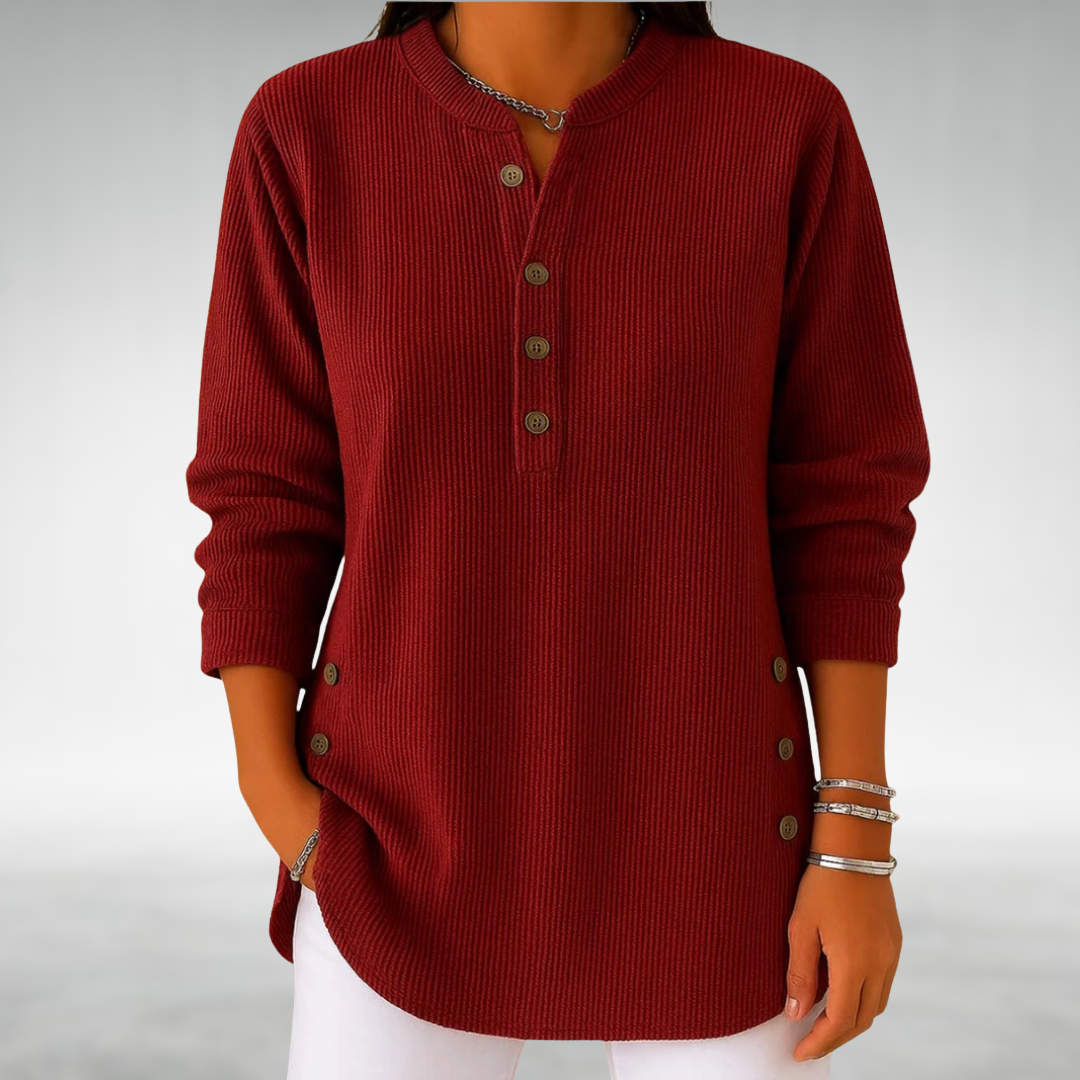 Lilian Retro Corduroy V-Neck Top