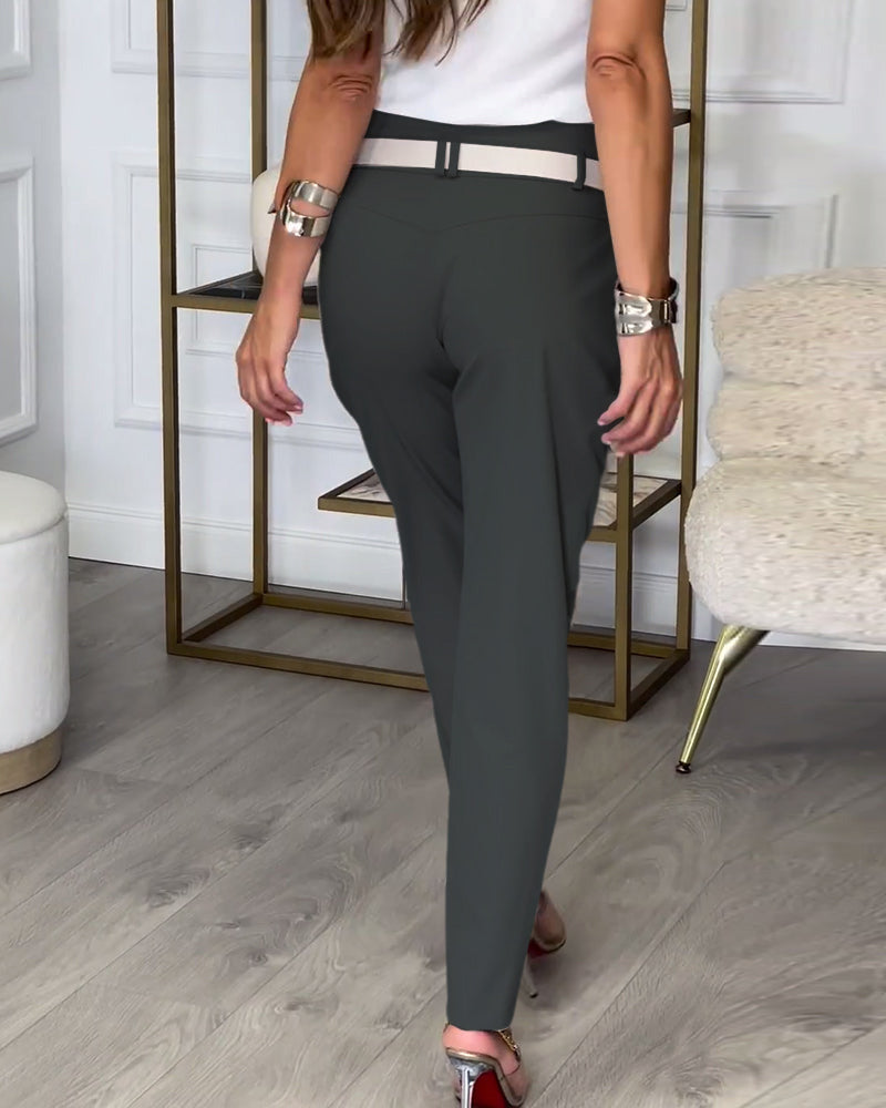 Katerina Patchwork Pants with Belt