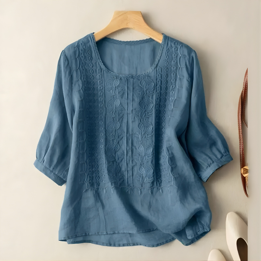 Violet Embroidered Boho Blouse