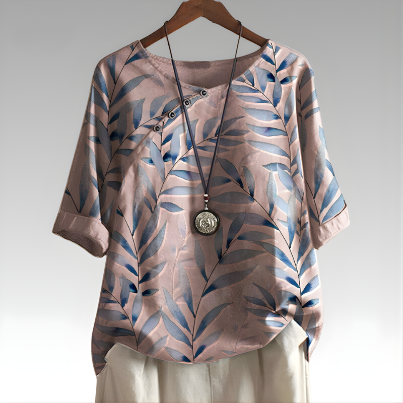 Lusette Nature-Inspired Button Detail Top