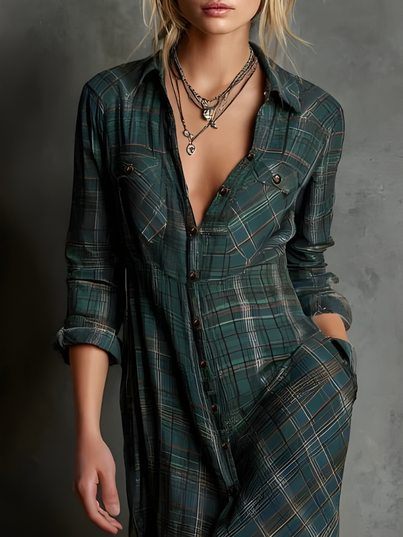 Cassandra Plaid Maxi Dress