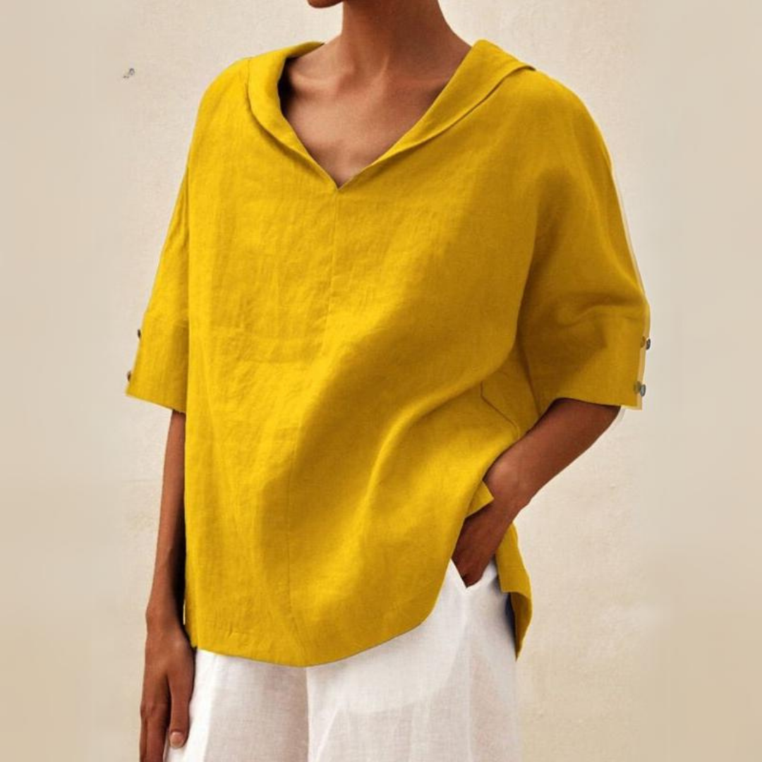 Valerie Women's V-Neck Casual Linen Shirt