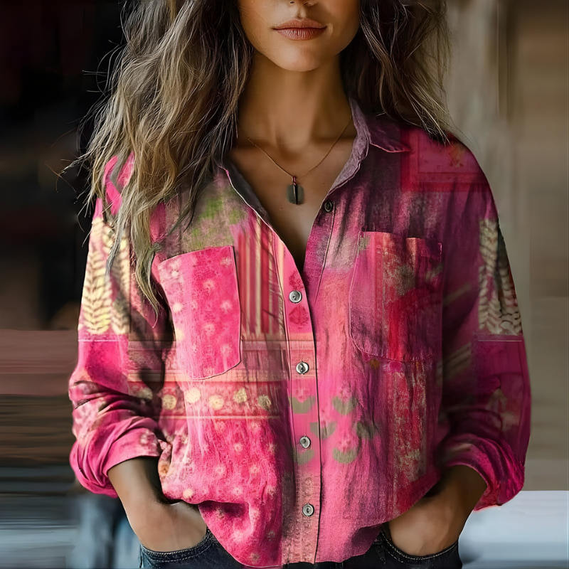 Natalie Printed Vintage Blouse