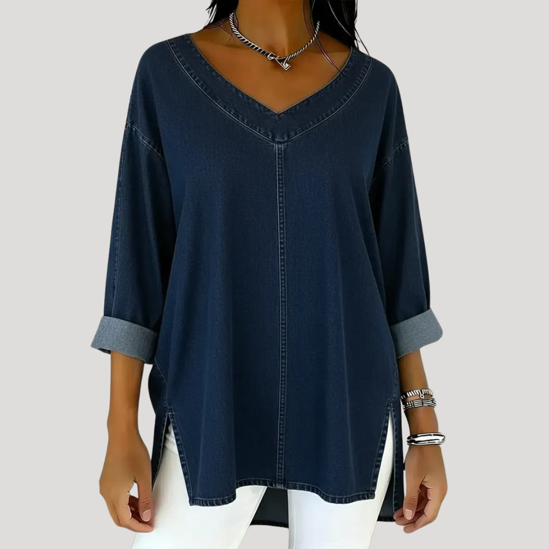 Selena Vintage Oversized Denim Top