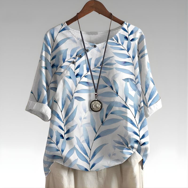 Lusette Nature-Inspired Button Detail Top