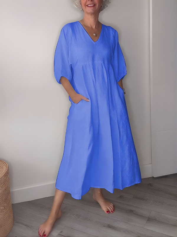 Daisy Elegance V-Neck Maxi Dress