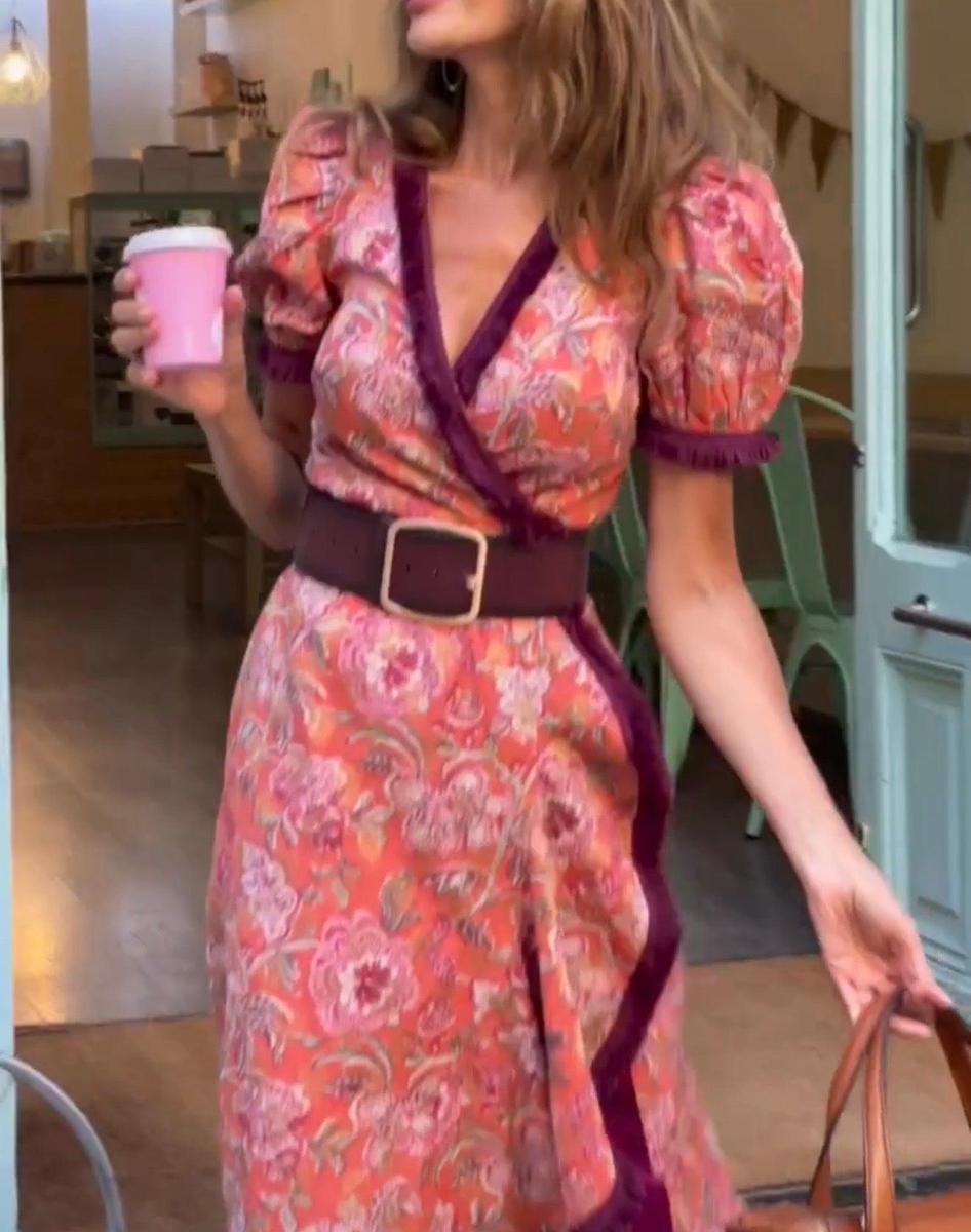 Angel Elegant Puff-Sleeve Maxi Dress