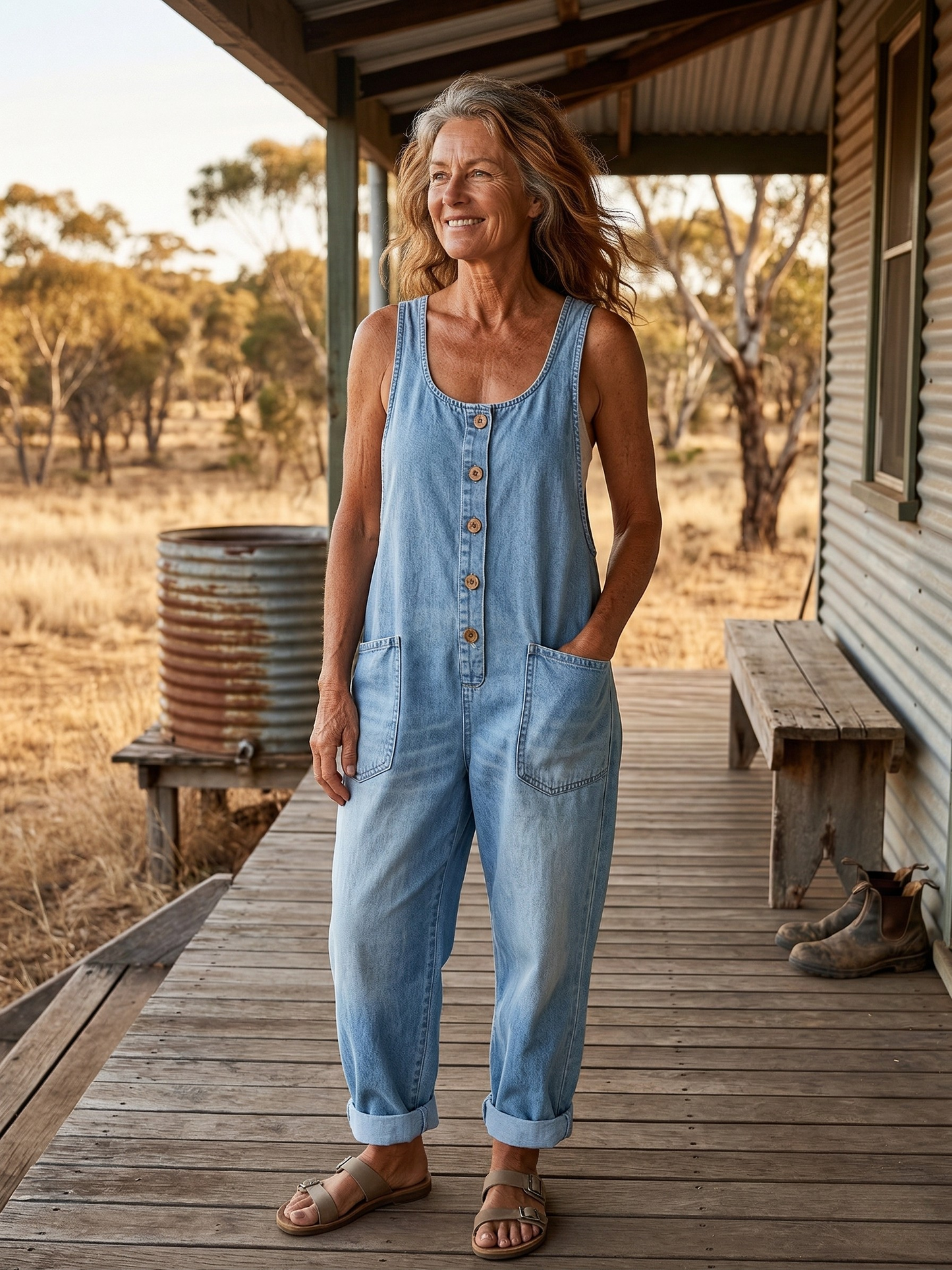 Lettie Vintage Washed Denim Dungaree