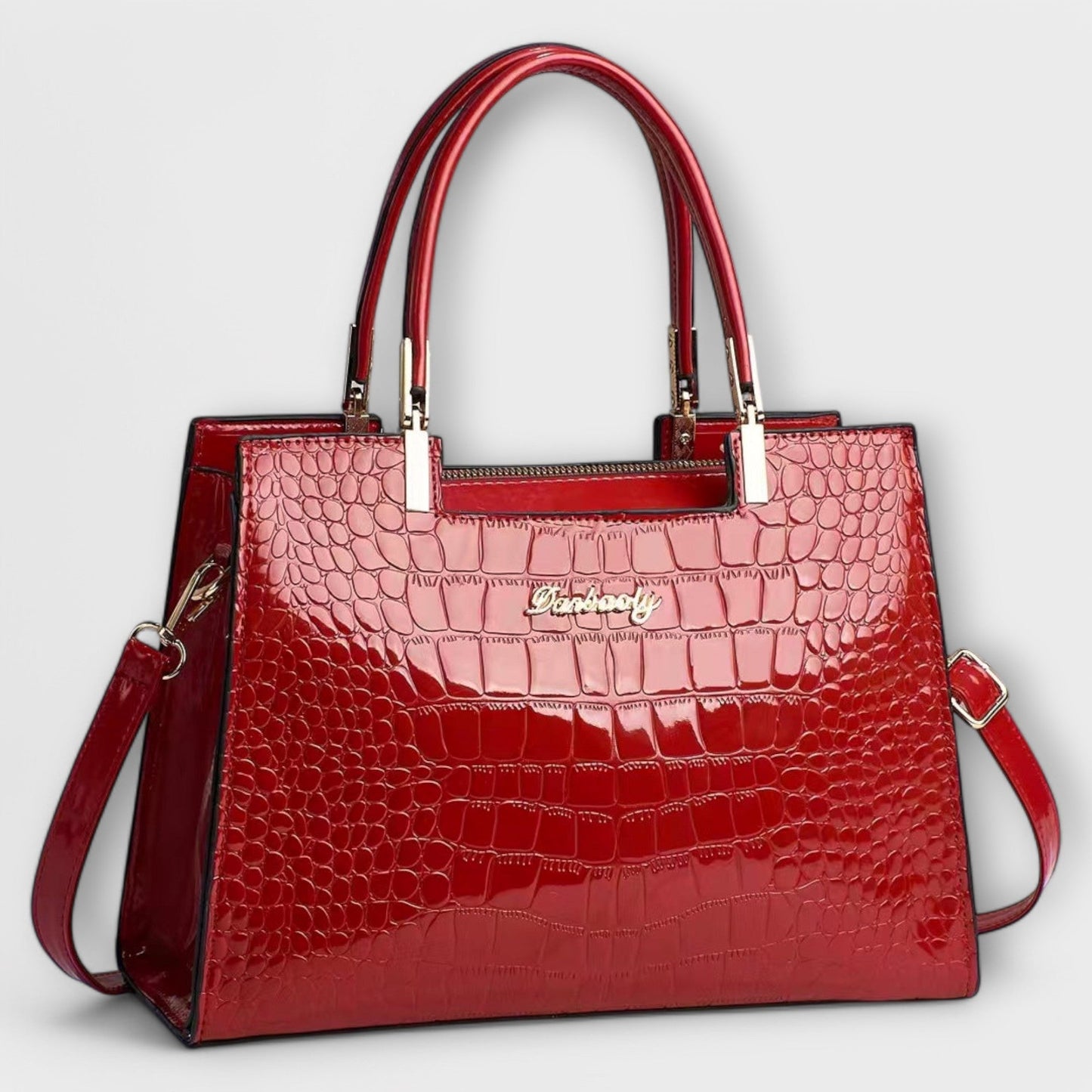 Brielle Glossy Crocodile Patterned Handbag