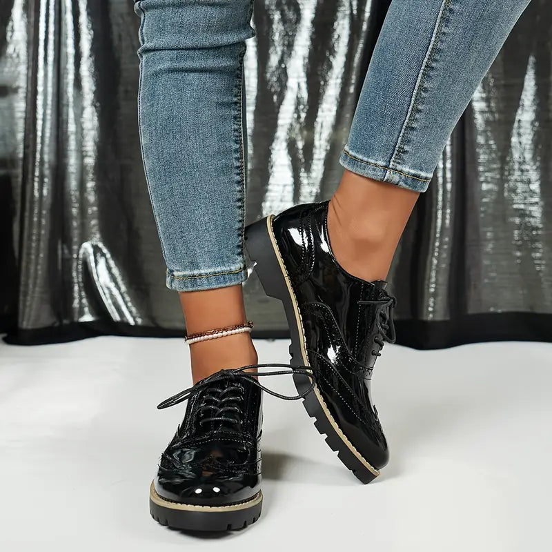 Teddy Glossy Brogue Orthopaedic Shoes