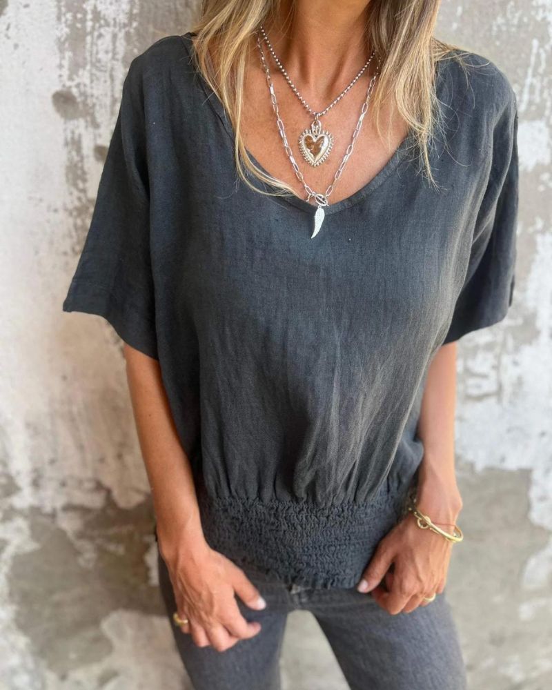 Joandra Relaxed V-neck Top