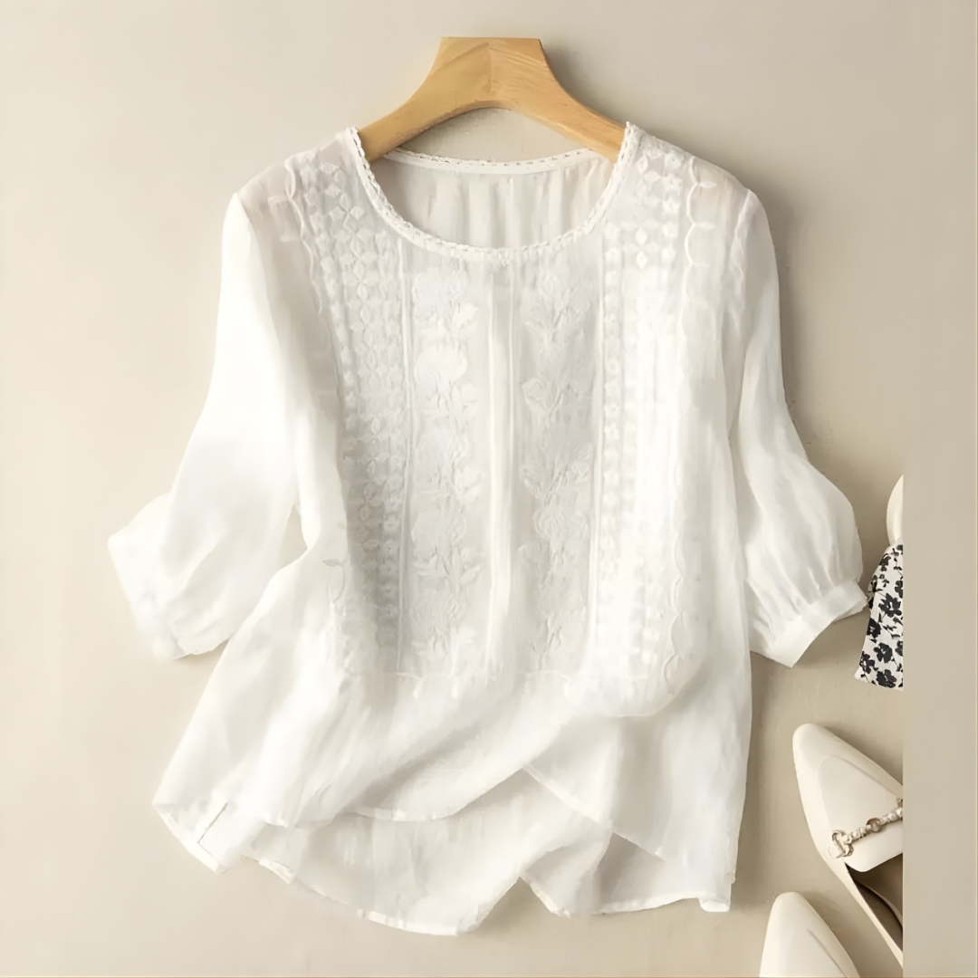 Violet Embroidered Boho Blouse