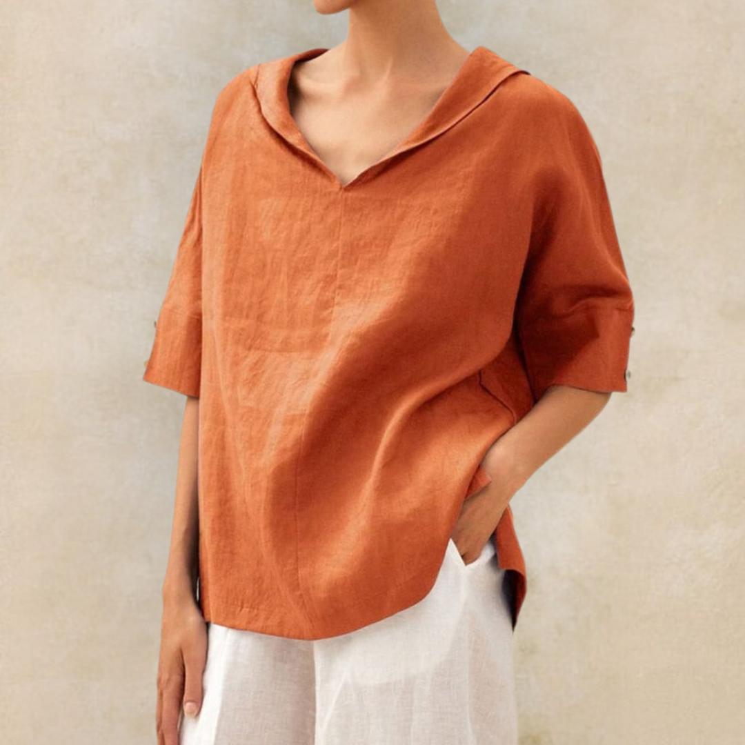 Valerie Women's V-Neck Casual Linen Shirt