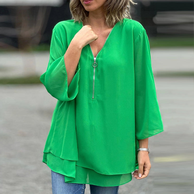 Ember Chiffon Zipper Blouse