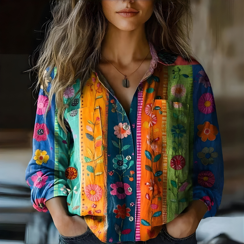 Natalie Printed Vintage Blouse