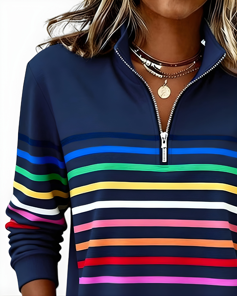 Raina Striped Zip Hoodie