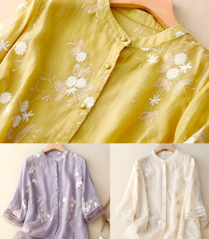 Clarice Embroidered Cotton Blouse