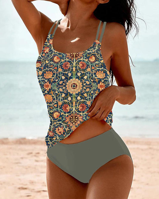 Tamara Printed tankini with double strap