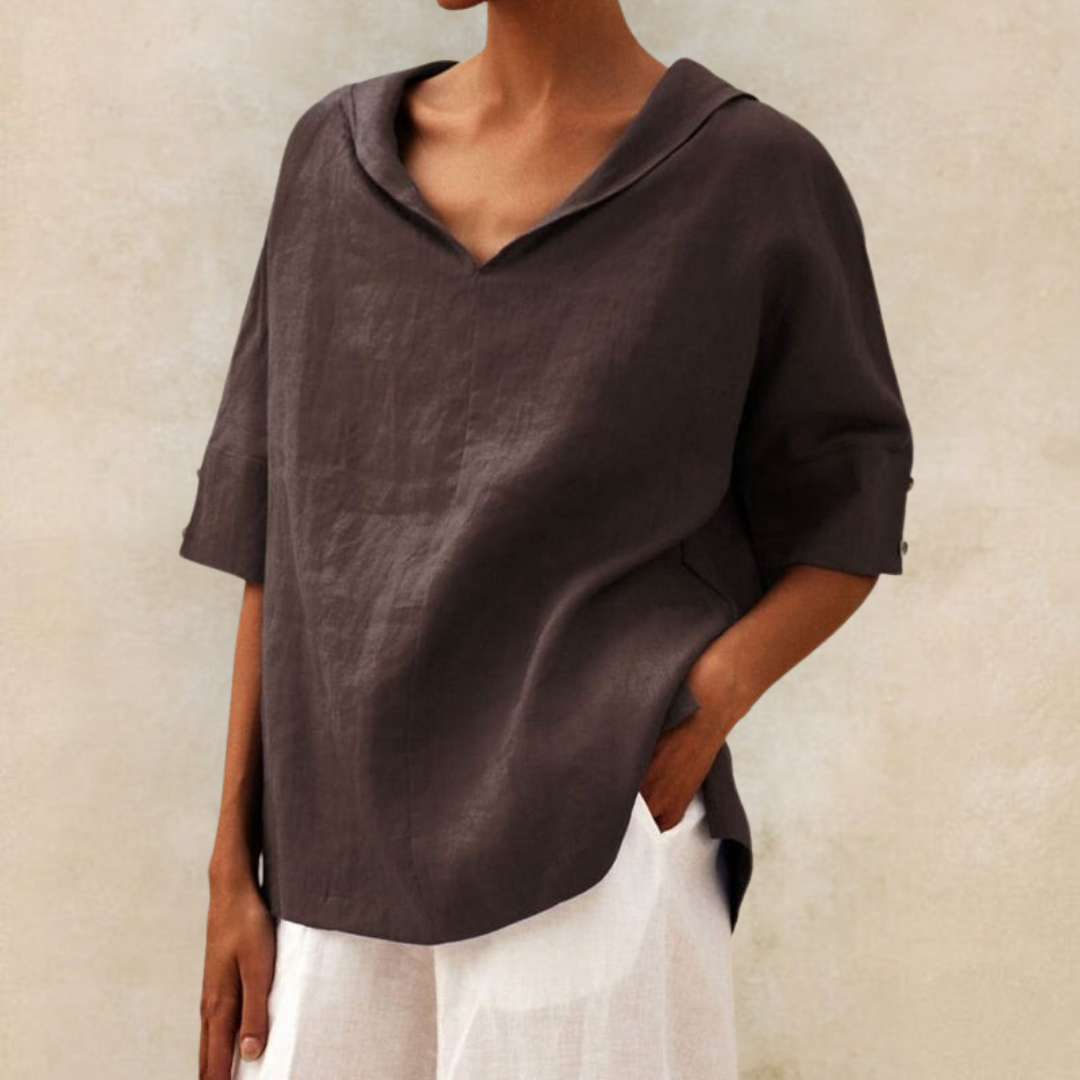 Valerie Women's V-Neck Casual Linen Shirt