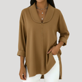 Camille Faux Denim Shawl Collar Blouse