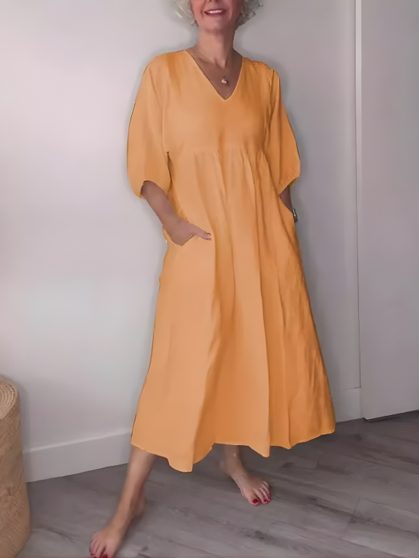 Daisy Elegance V-Neck Maxi Dress