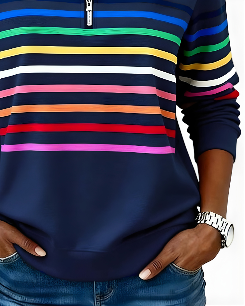 Raina Striped Zip Hoodie