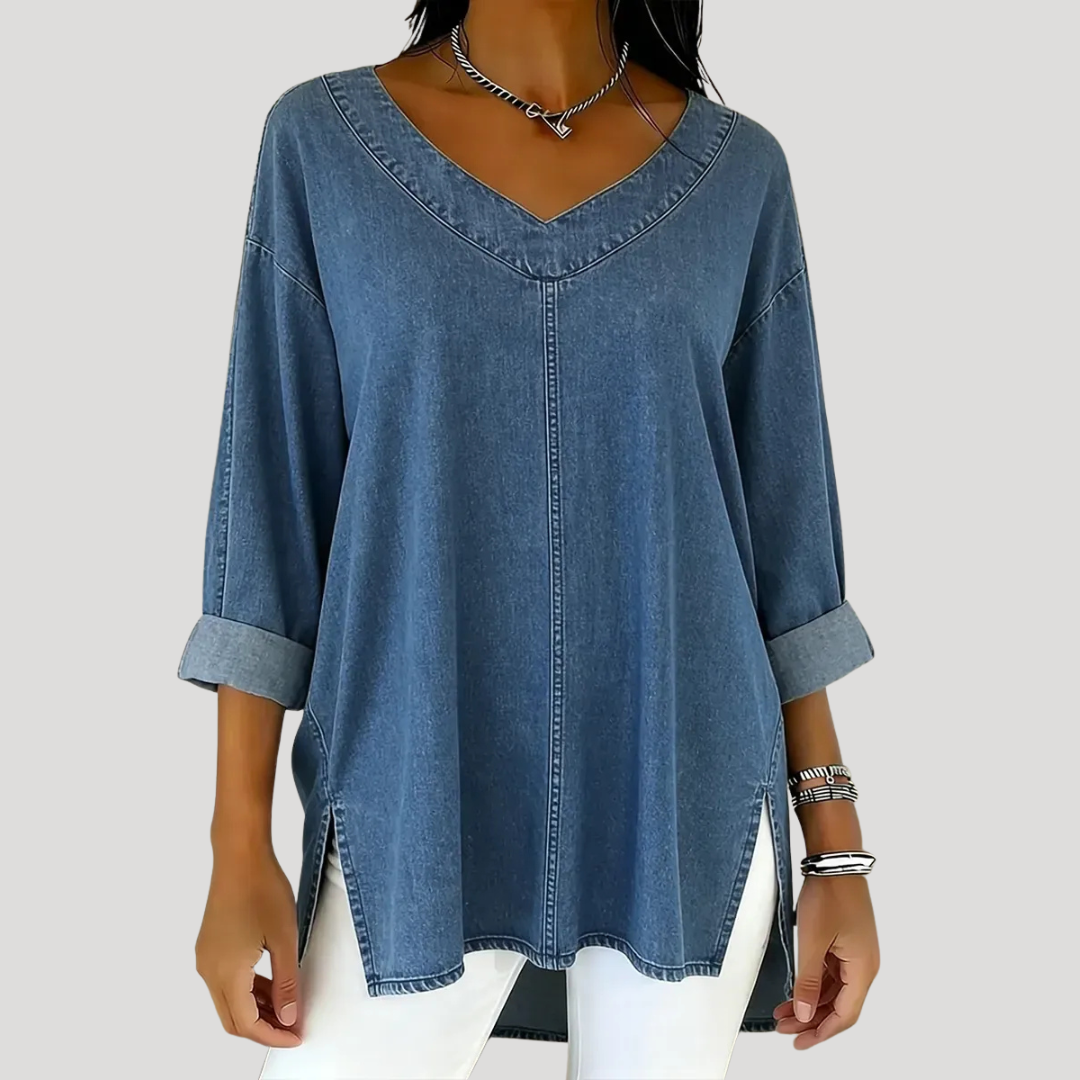 Selena Vintage Oversized Denim Top