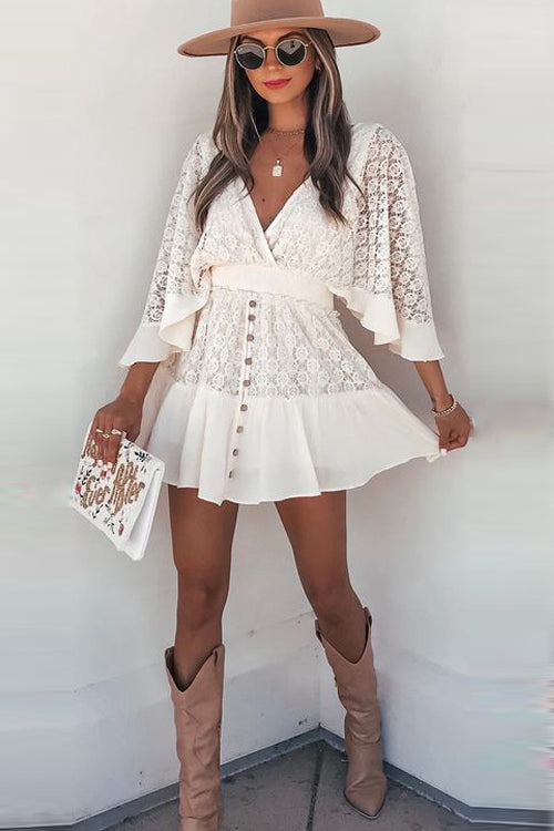 Laylia Lace V-Neck Mini Dress