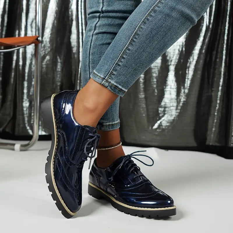 Teddy Glossy Brogue Orthopaedic Shoes