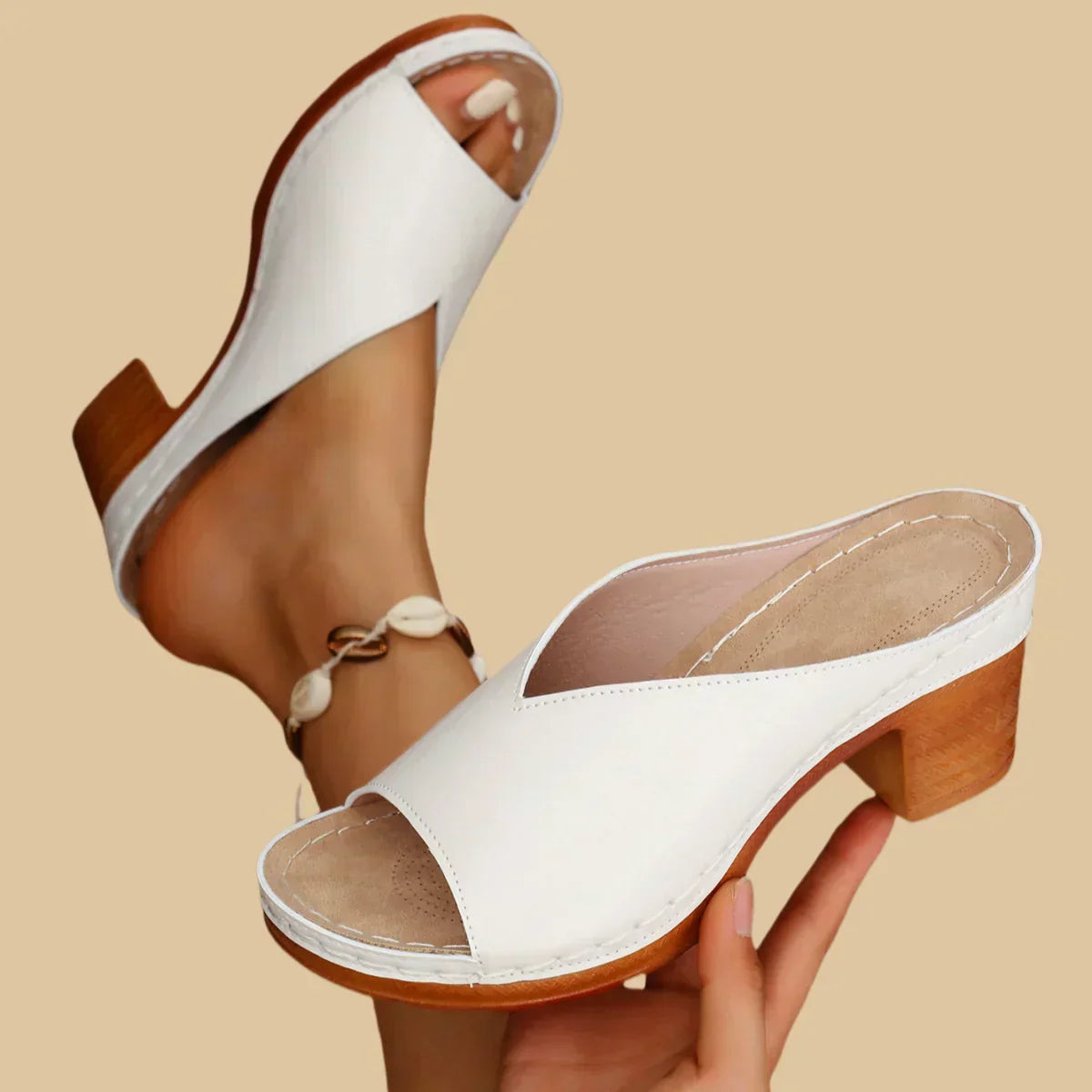Navy Orthopaedic Thick Heel Sandals