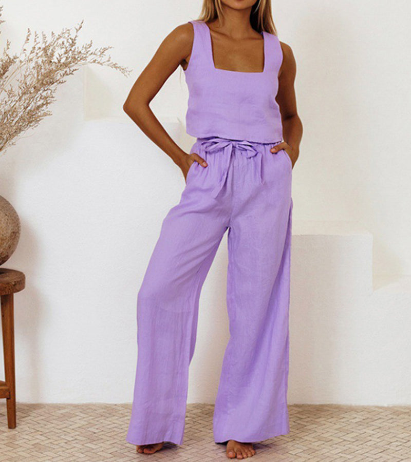 Wiola Minimalist Top And Wide-Leg Pants Set